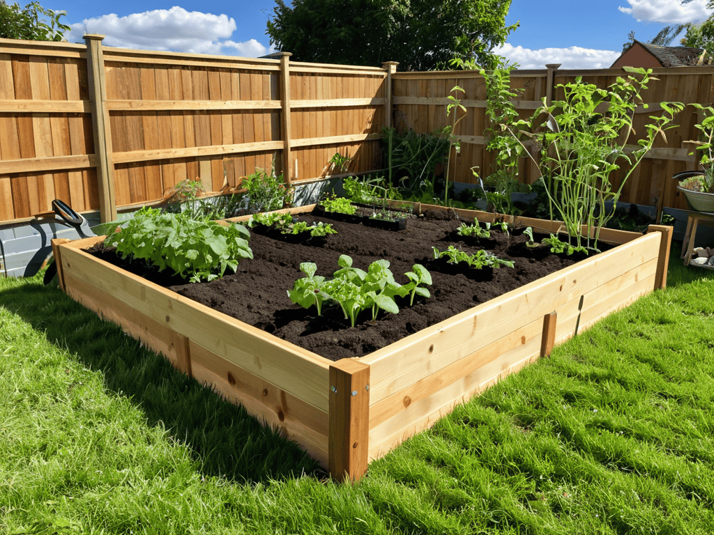 Raised garden bed for vegetable guide