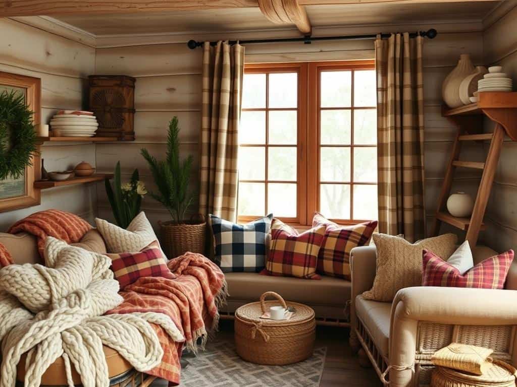 warm textiles in rustic farmhouse decor