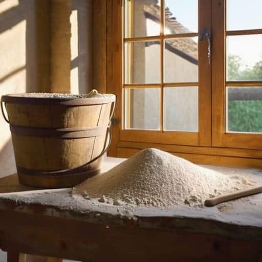 Traditional lime wash preparation for home walls.