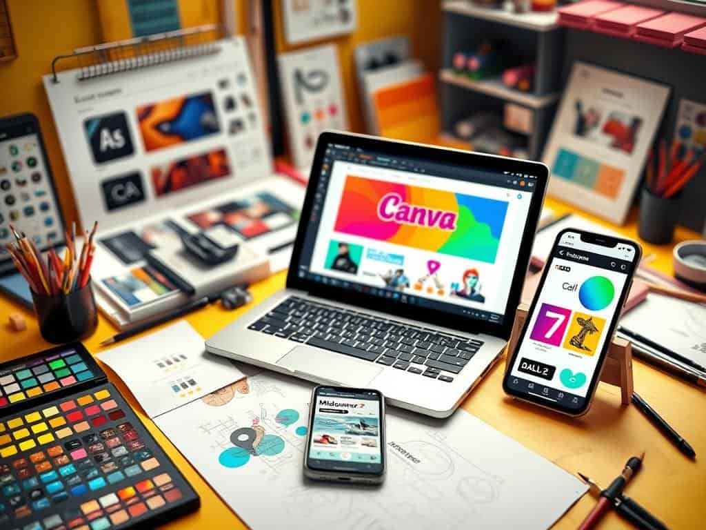 Adobe Express Canva MidJourney DALL-E 2 graphic design tools